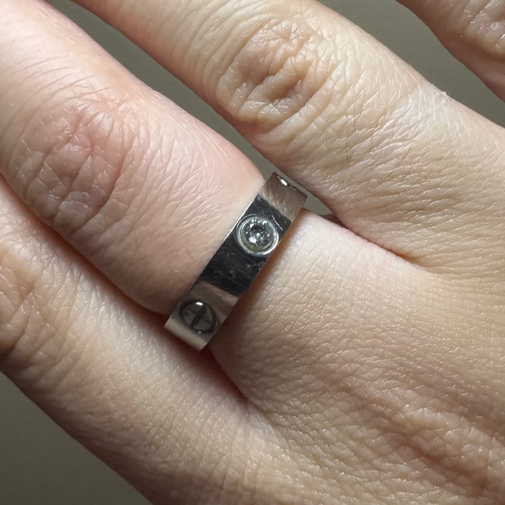 Silver Ring with Diamond Accents